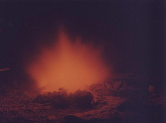 This is a roaring fire in Northern Arizona with a friend being consumed in the background